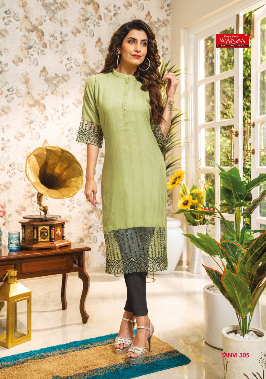 Wanna Tanvi 3 New Fancy Wear Rayon Embroidery Fancy Kurti Collection